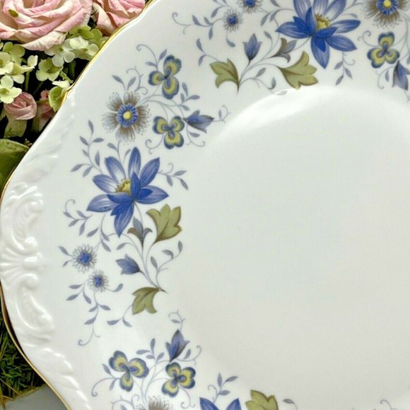 Handled Cake Plate Colclough Rhapsody in Blue 1970s England - Picture 2 of 6